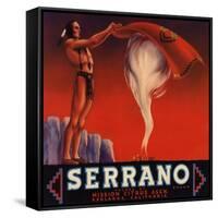 Serrano Brand - Redlands, California - Citrus Crate Label-Lantern Press-Framed Stretched Canvas