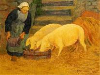 A Young Girl Feeding Two Pigs, 1889-Serusier-Stretched Canvas