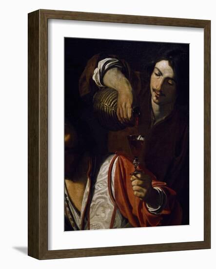 Servant Pouring Wine, Detail of Meeting of Drinkers-Nicolas Tournier-Framed Giclee Print