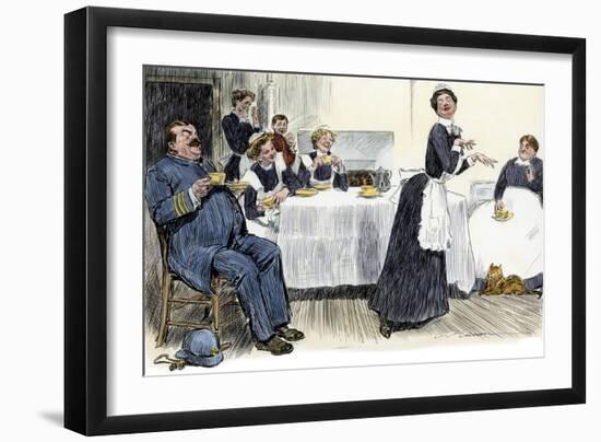 Servants Imitating the Lady of the House, circa 1900-null-Framed Giclee Print