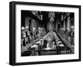 Servants of British Lord Archibald Wavell, Viceroy of India, in their Scarlet and Gold Uniforms-Margaret Bourke-White-Framed Photographic Print