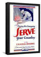 Serve Your Country US Naval Reserve WWII War Propaganda Art Print Poster-null-Framed Poster