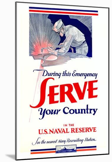 Serve Your Country US Naval Reserve WWII War Propaganda Art Print Poster-null-Mounted Poster