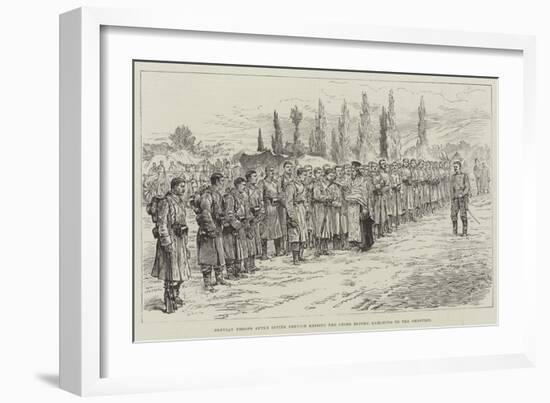 Servian Troops after Divine Service Kissing the Cross before Marching to the Frontier-null-Framed Giclee Print