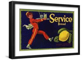 Service Brand - La Habra, California - Citrus Crate Label-Lantern Press-Framed Art Print