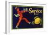 Service Brand - La Habra, California - Citrus Crate Label-Lantern Press-Framed Art Print