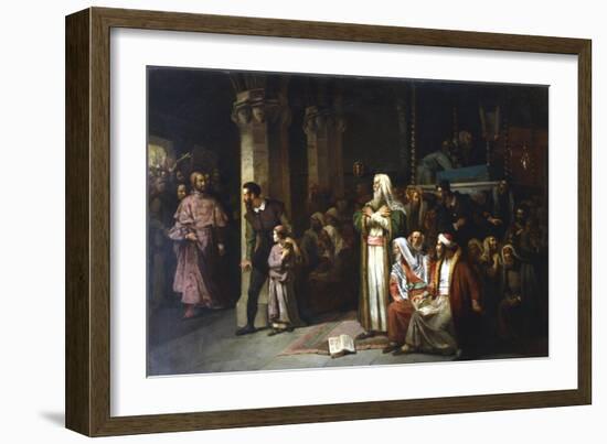 Service in the Synagogue During the Reading from the Torah, 1868-null-Framed Giclee Print