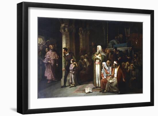 Service in the Synagogue During the Reading from the Torah, 1868-null-Framed Giclee Print