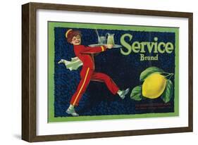 Service Lemon Label - La Habra, CA-Lantern Press-Framed Art Print