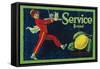 Service Lemon Label - La Habra, CA-Lantern Press-Framed Stretched Canvas