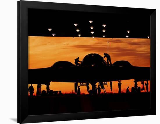 Service Members Undergo Maintenance on a B-2 Spirit-null-Framed Premium Photographic Print