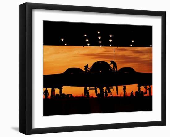 Service Members Undergo Maintenance on a B-2 Spirit-null-Framed Photographic Print