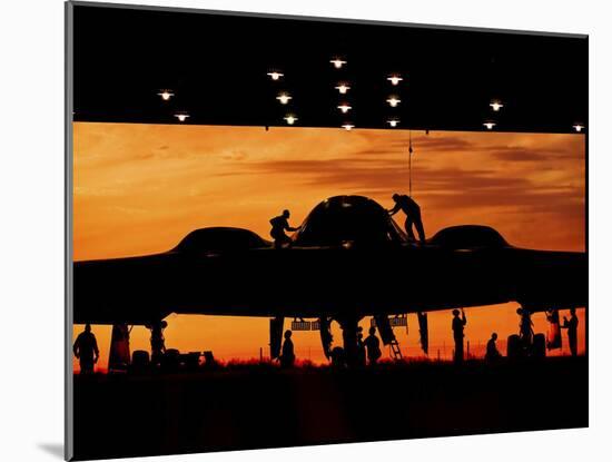 Service Members Undergo Maintenance on a B-2 Spirit-null-Mounted Photographic Print