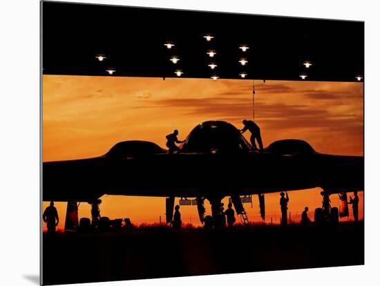 Service Members Undergo Maintenance on a B-2 Spirit-null-Mounted Photographic Print