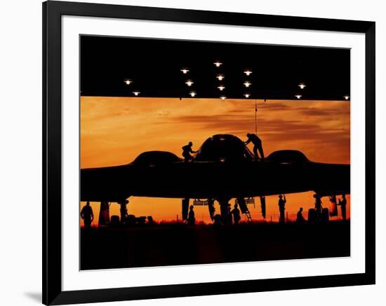 Service Members Undergo Maintenance on a B-2 Spirit-null-Framed Photographic Print