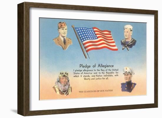 Service Men, Text of Pledge of Allegiance-null-Framed Art Print