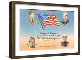 Service Men, Text of Pledge of Allegiance-null-Framed Art Print