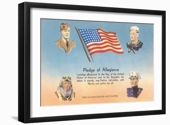 Service Men, Text of Pledge of Allegiance-null-Framed Art Print