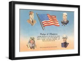 Service Men, Text of Pledge of Allegiance-null-Framed Art Print