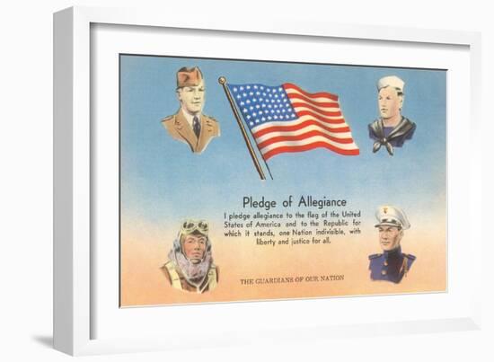 Service Men, Text of Pledge of Allegiance-null-Framed Art Print