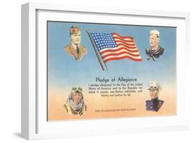 Service Men, Text of Pledge of Allegiance-null-Framed Art Print