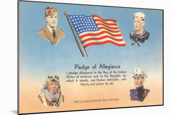 Service Men, Text of Pledge of Allegiance-null-Mounted Art Print