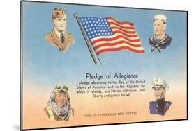 Service Men, Text of Pledge of Allegiance-null-Mounted Art Print