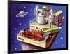 Service Station in Space for Refuelling and Repairing Interplanetary Craft-null-Framed Art Print