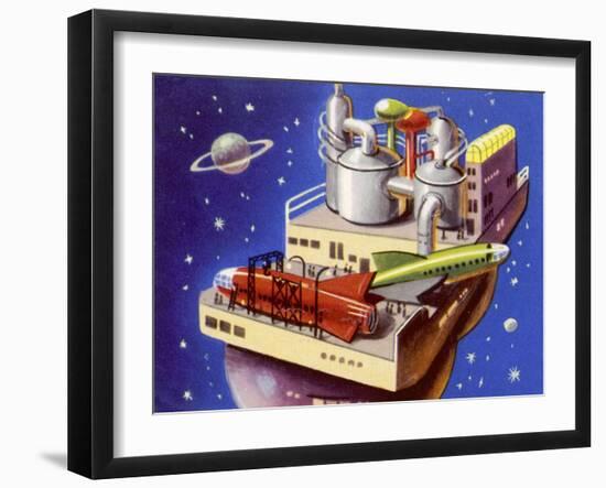 Service Station in Space for Refuelling and Repairing Interplanetary Craft-null-Framed Art Print