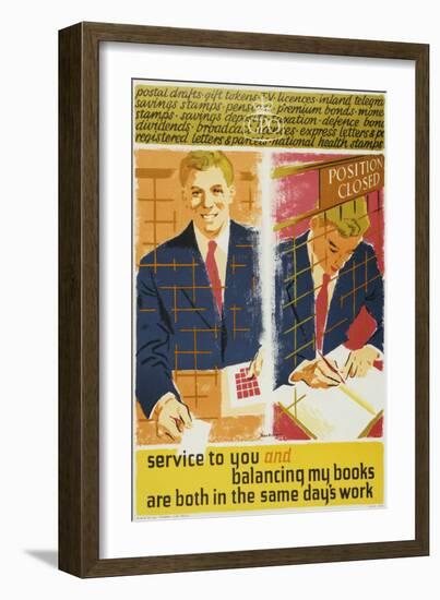 Service to You and Balancing My Books are Both in the Same Days Work-Percy Brookshaw-Framed Art Print