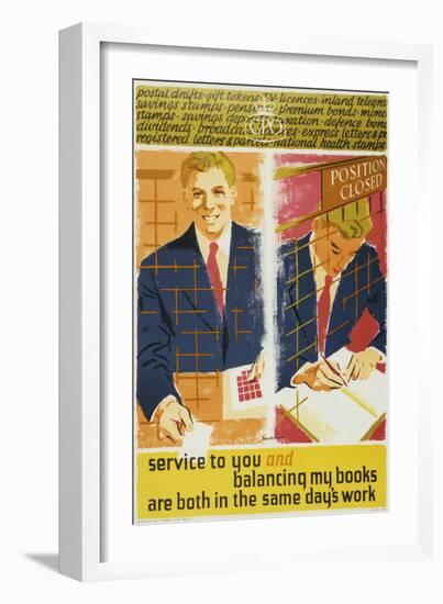 Service to You and Balancing My Books are Both in the Same Days Work-Percy Brookshaw-Framed Art Print