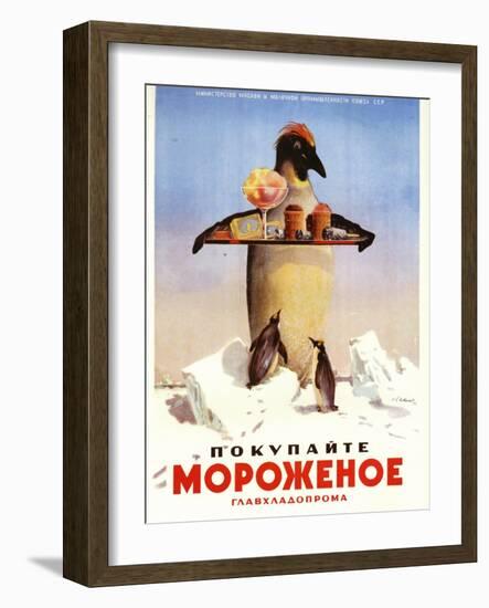 Serving Penguin Ice Cream from the Dairy Ministry-null-Framed Art Print