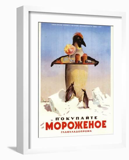 Serving Penguin Ice Cream from the Dairy Ministry-null-Framed Art Print