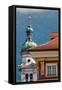 Servite Church clock tower, Old Town, Innsbruck, Tyrol, Austria.-Michael DeFreitas-Framed Stretched Canvas