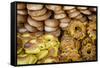 Sesame Round Bread in the Old City, Jerusalem, Israel, Middle East-Yadid Levy-Framed Stretched Canvas