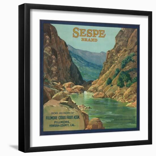 Sespe Orange Label - Fillmore, CA-Lantern Press-Framed Art Print