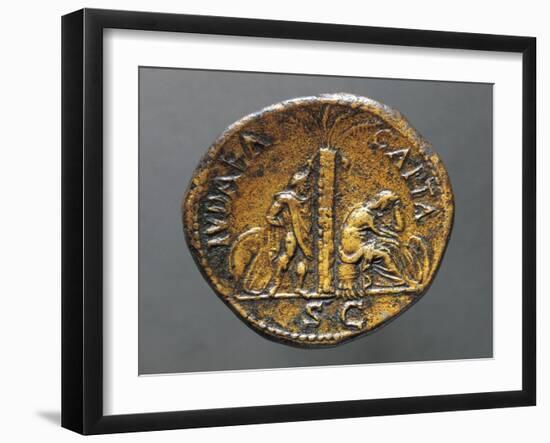 Sestertius of Emperor Vespasian Depicting Jew Sitting and Jew with His Hands Tied-null-Framed Giclee Print