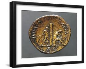 Sestertius of Emperor Vespasian Depicting Jew Sitting and Jew with His Hands Tied-null-Framed Giclee Print