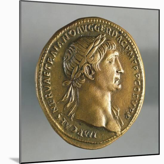 Sestertius of Trajan, Minted in Rome, Bearing Image of Emperor, Recto, Roman Coins AD-null-Mounted Giclee Print