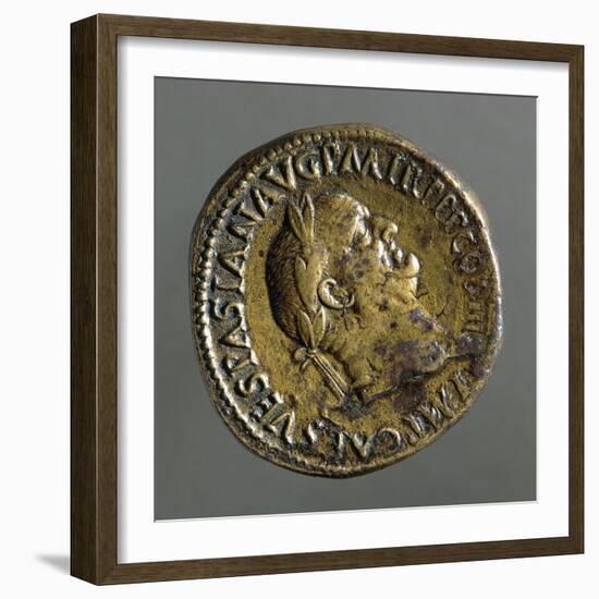 Sestertius of Vespasian Bearing Image of Emperor, Ad 71, Recto, Roman Coins AD-null-Framed Giclee Print