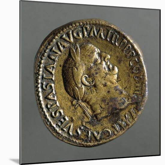 Sestertius of Vespasian Bearing Image of Emperor, Ad 71, Recto, Roman Coins AD-null-Mounted Giclee Print