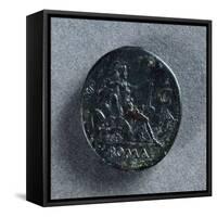 Sestertius of Vespasian Depicting Roma Seated on Seven Hills and Capitoline Wolf-null-Framed Stretched Canvas