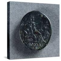 Sestertius of Vespasian Depicting Roma Seated on Seven Hills and Capitoline Wolf-null-Stretched Canvas