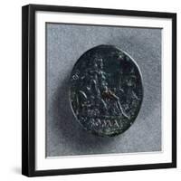 Sestertius of Vespasian Depicting Roma Seated on Seven Hills and Capitoline Wolf-null-Framed Giclee Print