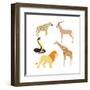 Set 2 of Cartoon African Animals-elein-Framed Art Print