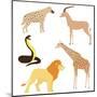 Set 2 of Cartoon African Animals-elein-Mounted Art Print