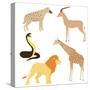 Set 2 of Cartoon African Animals-elein-Stretched Canvas