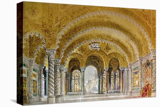 Set Design by Giovanni Zuccarelli Depicting the Great Hall of the Castle for the Third Act-Giuseppe Verdi-Stretched Canvas