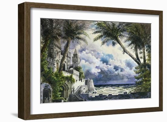 Set Design by Giovanni Zuccarelli Depicting the Outside of the Castle for the First Act-Giuseppe Verdi-Framed Giclee Print