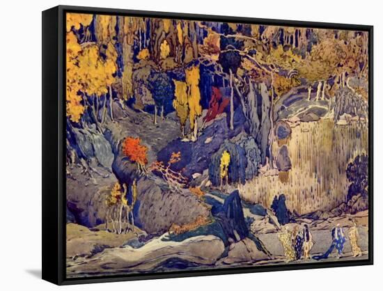 Set design for 'Prelude to the Afternoon of a Faun', 1912 (gouache on paper)-Leon Bakst-Framed Stretched Canvas